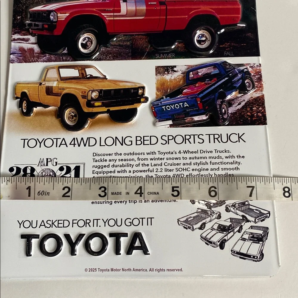 Toyota 1978 4 x 4 Vintage Truck Advertisement New Metal Garage Art Man Cave Sign